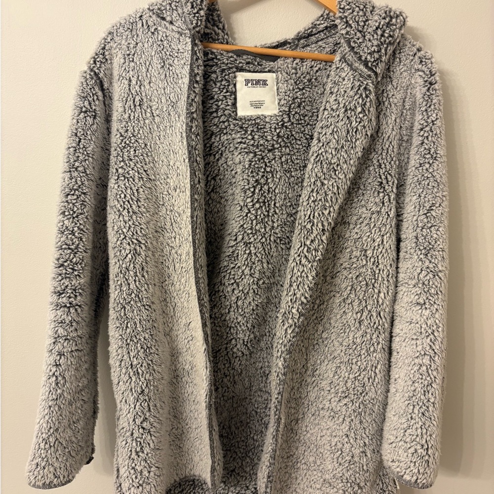 PINK Victoria's Secret Gray Sherpa Jacket